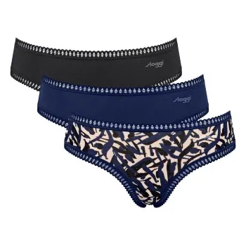 Alternativ bild 0 för Sloggi Trosor 3P GO Crush Hipster Briefs Blå/Grön bomull X-Large Dam