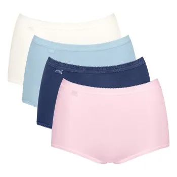 Alternativ bild 0 för Sloggi Trosor 4P Basic Plus Maxi Panty Rosa/Blå bomull 50 Dam