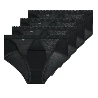 Produktfoto för Sloggi Trosor 4P Chic Midi Lace Briefs Svart bomull 36 Dam