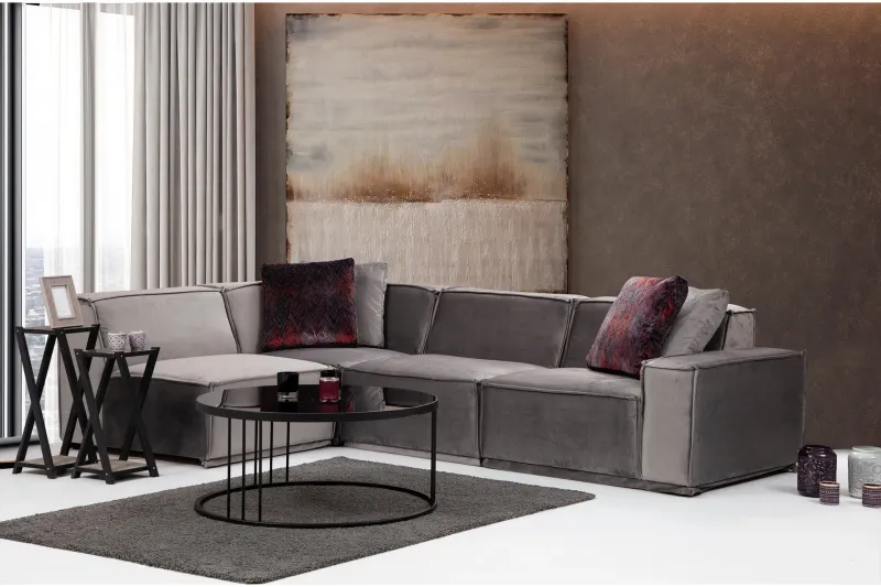 Bild 2 för Soffa m. Divan Woodlaw 4-sits - Grå