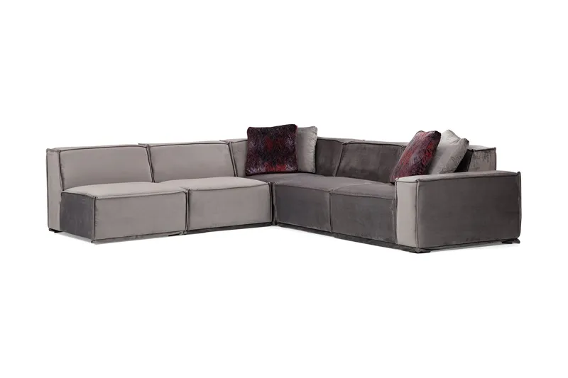 Bild 1 för Soffa m. Divan Woodlaw 6-sits - Grå