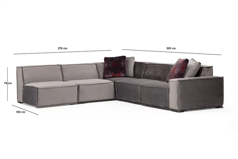 Bild 2 för Soffa m. Divan Woodlaw 6-sits - Grå