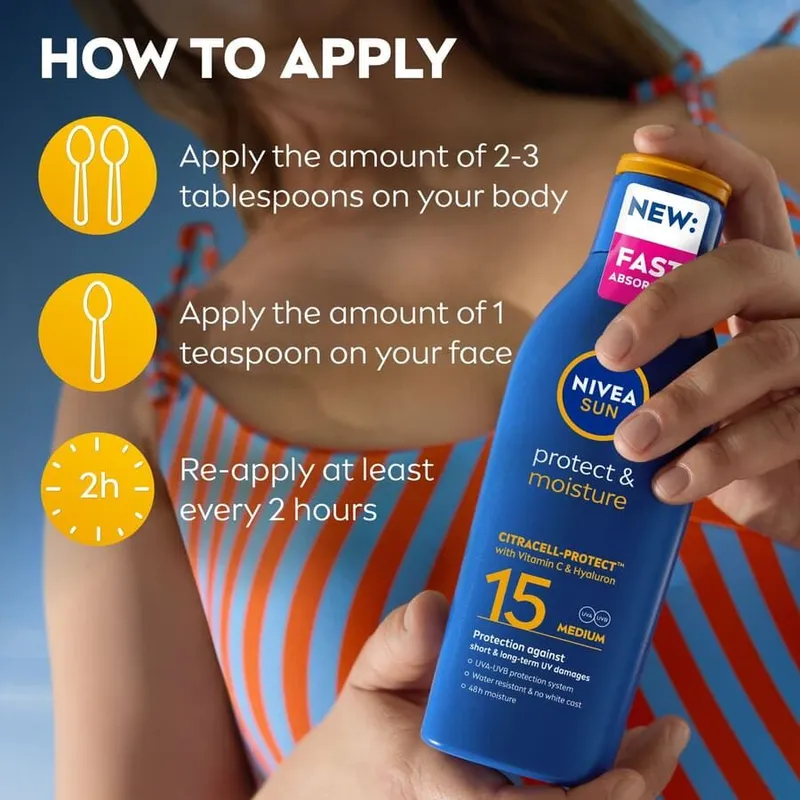 Bild 7 för Solkräm Protect & Moisture Sun Lotion SPF15 200 ml NIVEA SUN
