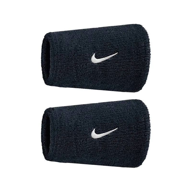 Bild 2 för Nike Swoosh Classic Doublewide Wristbands 2-Pack Black/White