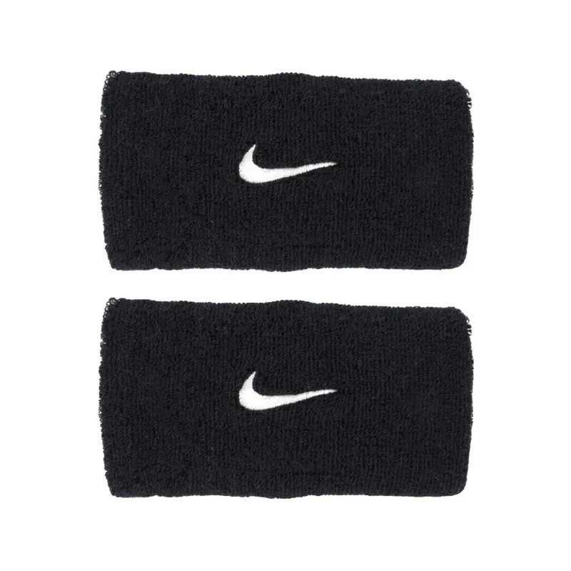 Bild 4 för Nike Swoosh Classic Doublewide Wristbands 2-Pack Black/White