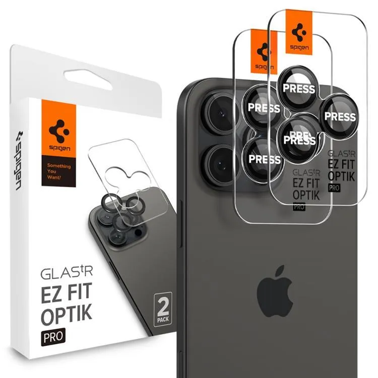 Alternativ bild 0 för Spigen EZ Fit GLAS.tR Optik Pro - Linsskydd för mobiltelefon - glas - ramfärg svart (paket om 2) - för Apple iPhone 14 Pro, 14 Pro Max