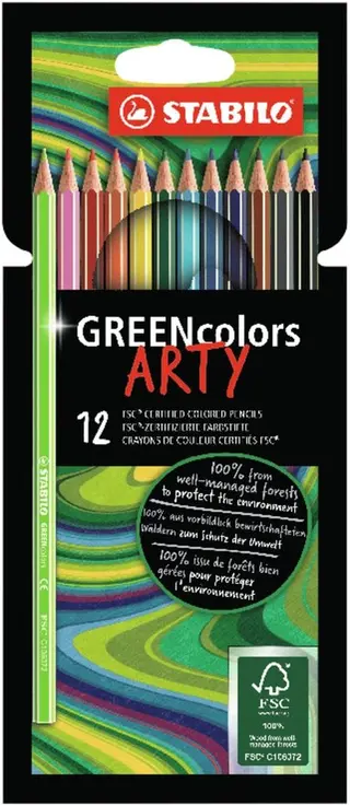 Produktfoto för STABILO ® Arty GREENcolors FSC®-certified colored pencil cardboard wallet of 12 pens