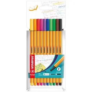 Produktfoto för STABILO Fineliner Point 88®, tunn spets, orange pennkropp, olika bläckfärger