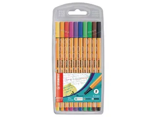 Produktfoto för STABILO Fineliner Point 88®, tunn spets, orange pennkropp, olika bläckfärger