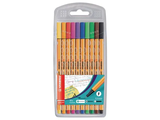Alternativ bild 0 för STABILO Fineliner Point 88®, tunn spets, orange pennkropp, olika bläckfärger