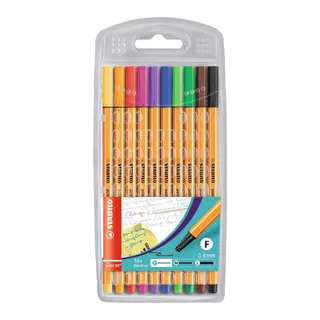 Produktfoto för STABILO Fineliner Point 88®, tunn spets, orange pennkropp, olika bläckfärger
