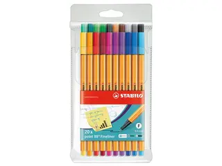 Produktfoto för STABILO Fineliner Point 88®, tunn spets, orange pennkropp, olika bläckfärger
