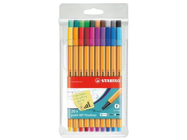 Alternativ bild 0 för STABILO Fineliner Point 88®, tunn spets, orange pennkropp, olika bläckfärger