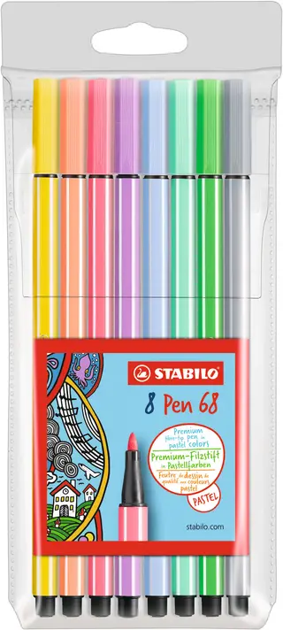 Produktfoto för STABILO PEN 68 set of 8 pastel colour pens