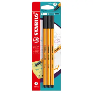 Produktfoto för STABILO Point 88 3 Pack Svart