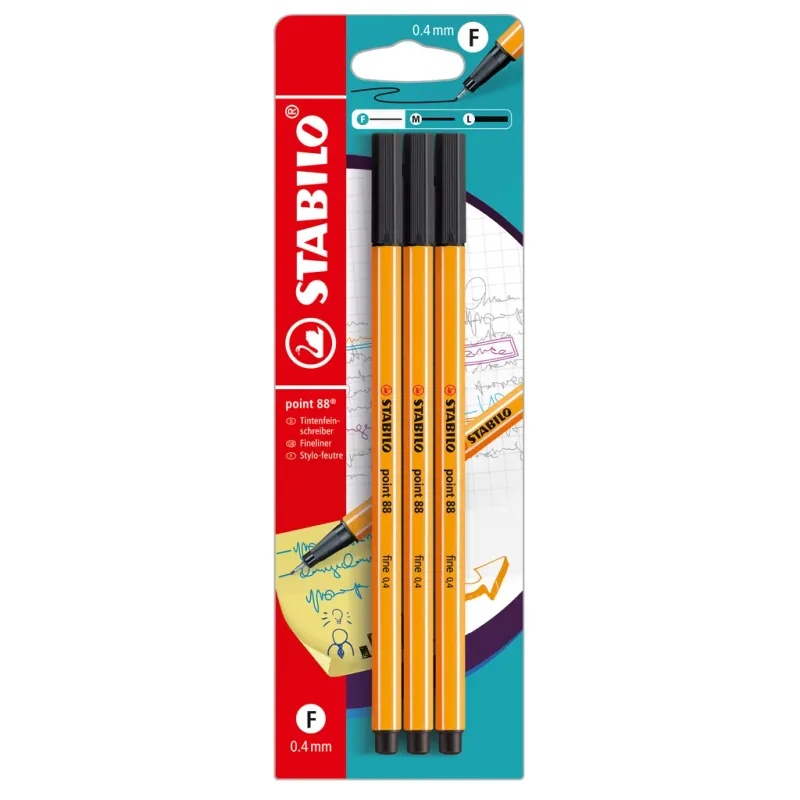 Alternativ bild 0 för STABILO Point 88 3 Pack Svart