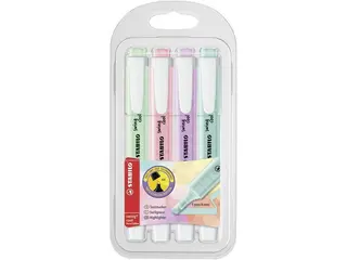Produktfoto för STABILO SWING COOL PASTEL 4 ass. Pastel colours highlighter with water-based ink