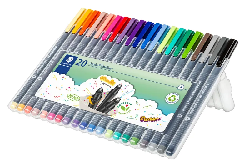 Alternativ bild 0 för Staedtler Finelinerpenna, Triplus 334, supertunn spets, grå polypropylenpennkropp, olika bläckfärger