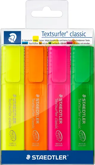 Produktfoto för Staedtler Highlighter Textsurfer Prom4pcs.wal
