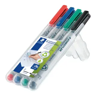 Produktfoto för STAEDTLER Lumocolor Universalpenna Lumocolor® 316 icke-permanent, tunn spets, 0,6 mm linjebredd, olika färger, 4-pack
