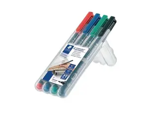 Produktfoto för STAEDTLER Lumocolor Universalpenna Lumocolor® 318 permanent, tunn spets, röd, blå, grön, svart, 4-pack