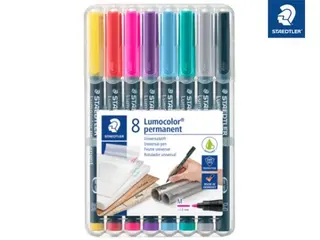 Produktfoto för STAEDTLER Lumocolor Universalpenna M P sorterade färger 8/FP