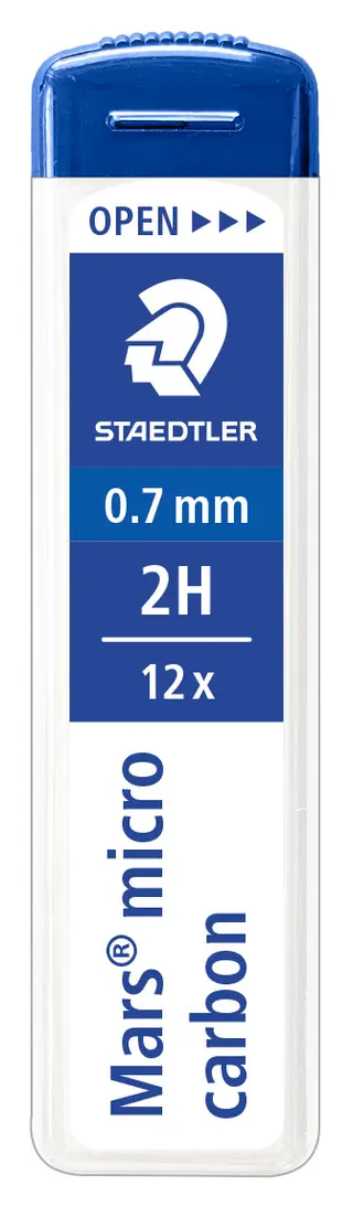 Produktfoto för Staedtler Mars Stift till mekanisk stiftpenna, Mars Micro Carbon, 0,7 mm 2H-stift