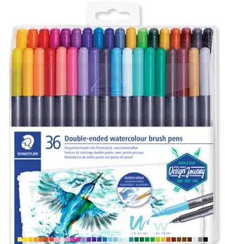 Produktfoto för STAEDTLER Marsgraphic Duo - Twin-tip brush pen - assorted water colors - 1-6 mm / 0.8 mm fin (paket om 36)