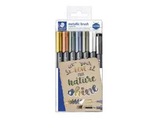 Produktfoto för Staedtler Metallic&white brush 6pcs & 1 pigm.