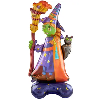 Produktfoto för Stående Folieballong Halloweenhäxa 72x155cm