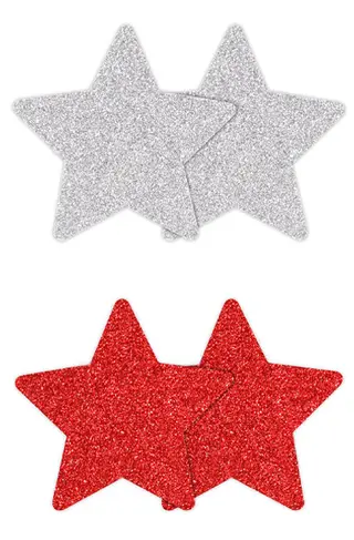 Produktfoto för Star Nipple Covers Red/Silver 2 pair