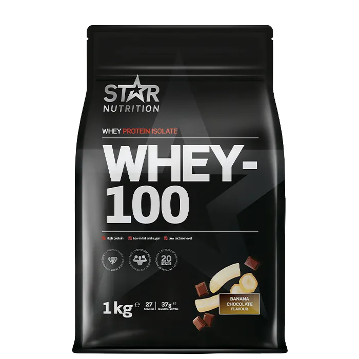 Alternativ bild 0 för Star Nutrition Whey-100 1 kg - Banana Chocolate