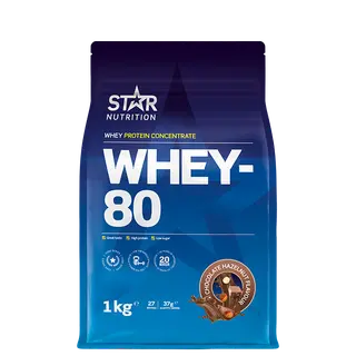 Produktfoto för Star Nutrition Whey 80 1kg - Chocolate Hazelnut Nougat