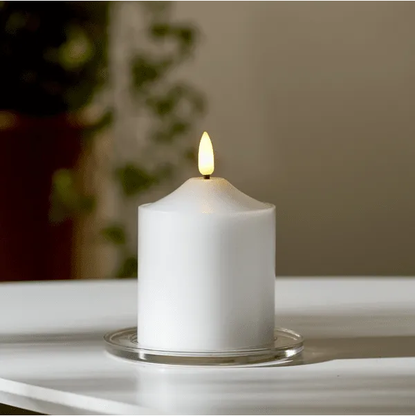 Bild 2 för Star Trading - Flamme LED-Blockljus med timer 12 cm Vit