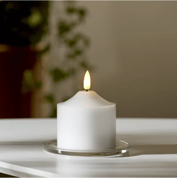 Bild 2 för Star Trading - Flamme LED-Blockljus med timer 9,5 cm Vit