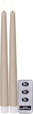 Produktfoto för Star Trading LED-Antikljus 2p. FlammeSlim beige