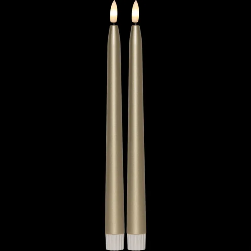 Alternativ bild 0 för Star Trading LED antikljus Flamme Metal 28,5cm, 2-pack – guld