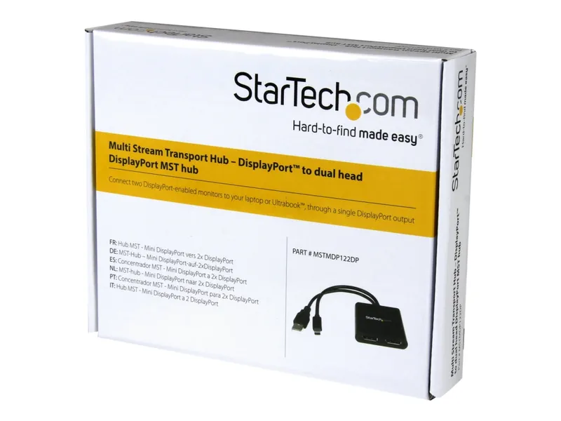 Alternativ bild 0 för StarTech.com Mini DisplayPort to DP Multi Monitor Splitter - 2-Port MST Hub - videosplitter - 2 porte