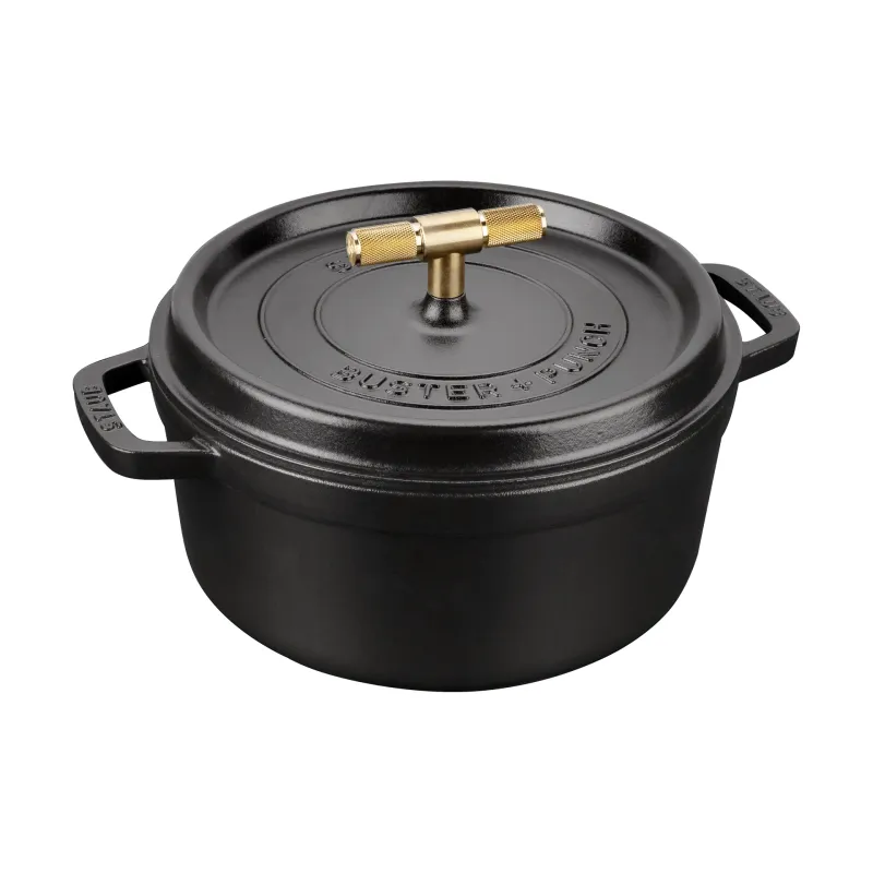 Alternativ bild 0 för Staub Buster+Punch rund gryta 24 cm, mässingknopp