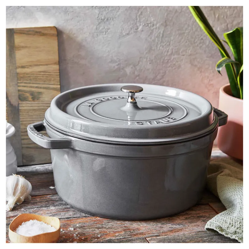 Bild 2 för Staub Rund Gryta 34 cm 12,6 liter Grafitgrå