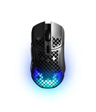 Produktfoto för SteelSeries Aerox 5 - Mus - ergonomisk - högerhänt - optisk - 9 knappar - trådlös, kabelansluten - USB, 2.4 GHz, Bluetooth 5.0 - USB-C trådlös mottagare - mattsvart