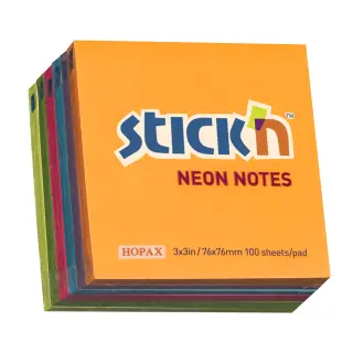 Produktfoto för Stick'n Notisblock 76x76 100 Blad 6 Pack Sorterat Neon