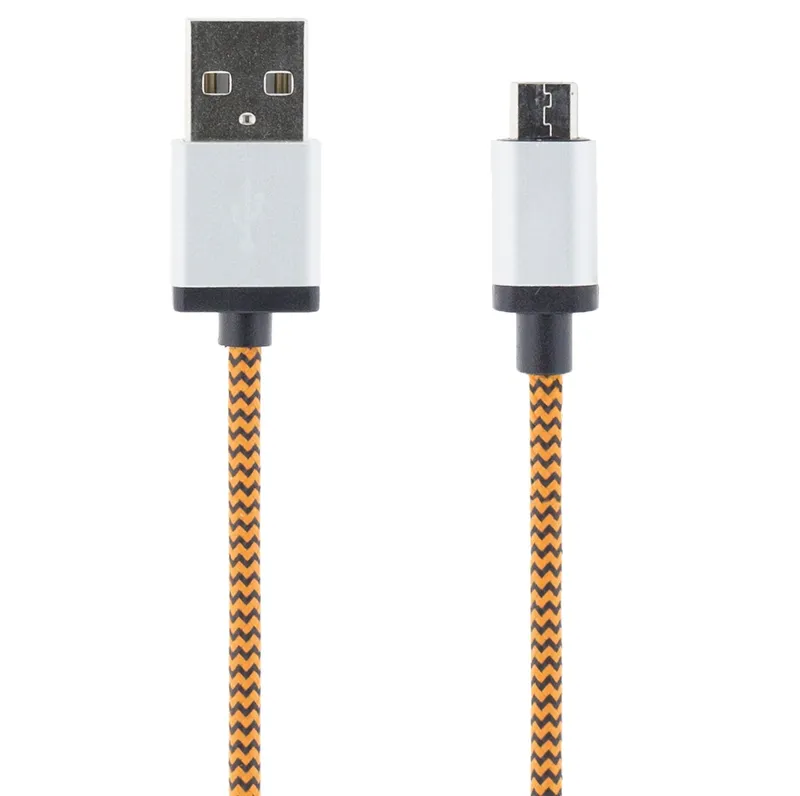 Bild 1 för STREETZ USB-synk-/laddarkabel, tygklädd, USB Typ A ha - USB Micro B ha, 1m, oran