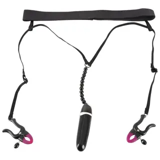Produktfoto för Stringtrosa Med Vibrator och Blygdläppsklämmor