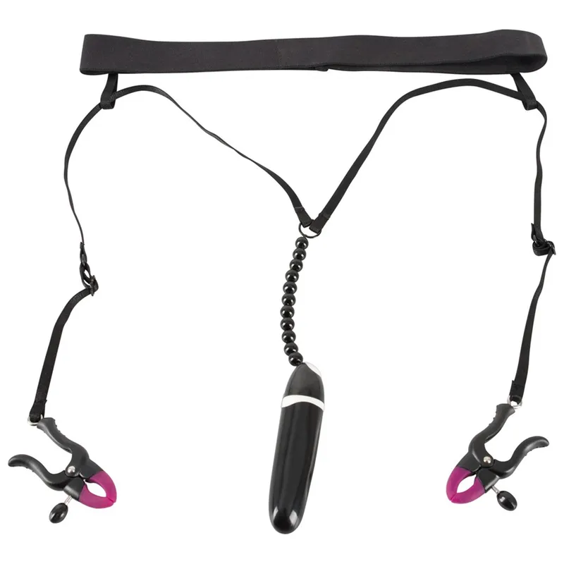 Alternativ bild 0 för Stringtrosa Med Vibrator och Blygdläppsklämmor