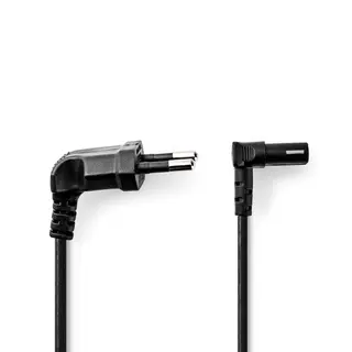 Produktfoto för Strömkabel, Euro Hane, 5m, Vinklad 90°, Svart PVC