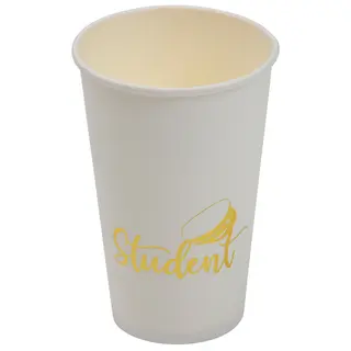 Produktfoto för Student Pappersmugg Vit/Guld 8-pack