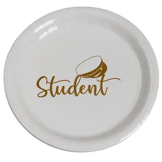 Produktfoto för Student Papperstallrik Vit/Guld 8-pack
