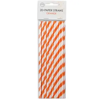 Produktfoto för Sugrör randiga orange 20-pack