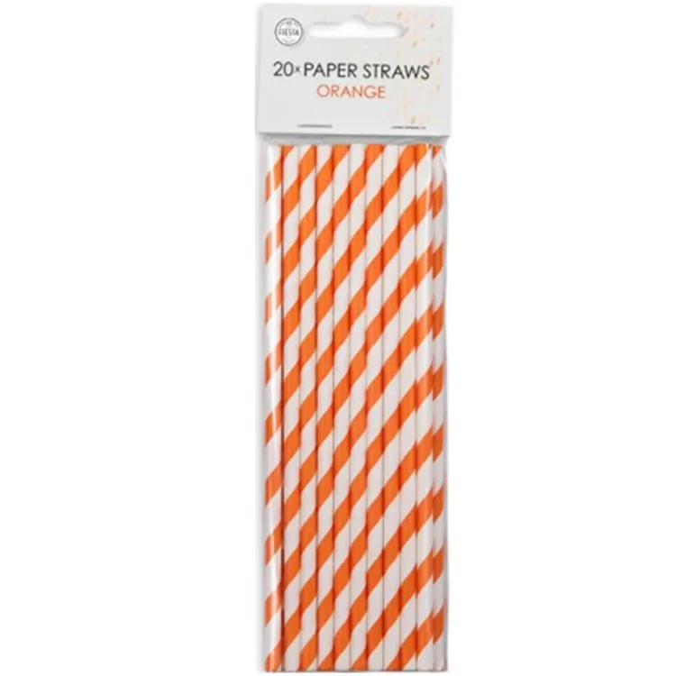 Alternativ bild 0 för Sugrör randiga orange 20-pack